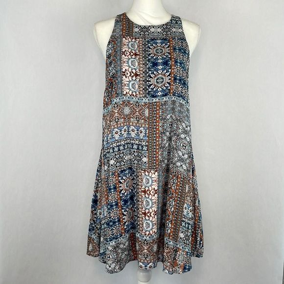 Lulu’s Design Major Grey Print Sleeveless Swing Dress. Size Medium. - Picture 3 of 14